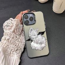トーンオントーンの小さいさな翼のある猫のケース、Apple 16 Pro Max、15 Plus、14 Pro、13、11、12、13、14、15、15 Pro、15 Plus、15 Pro Max、7 Plus、8 Plus、11 Pro、12 Pro、13 Pro、14 Pro、11 Pro Max、12 Pro Max、13 Pro Max、14 Pro Max、14 Plus、5を使う - 半透明シルバー2 - チェックする 10