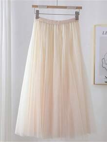 1件装女士高腰中长裙，长衬里裙，多层薄纱裙，百褶裙，长款摆裙，芭蕾舞裙，洛丽塔装饰裙，薄纱裙，适合夏季、所有季节、伴娘、新娘、正式场合、派对、角色扮演、舞台、舞蹈表演 - 多色 - 查看 13