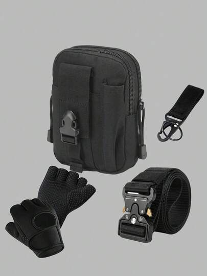 1 Set Outdoor Tactical Gear, Including Durable Nylon Tactical Belt And Pouch Bag With Adjustable Buckles, Suitable For Outdoor Survival, Tactical Use And Training, Can Be Given As Gifts For Outdoor Tactical Sports To Friends And Loved Ones