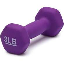 Purple Neoprene Dumbbell Hand Weights, Set Of 2, 3 Pounds Each, Hexagon Shape, Nonslip Grip For Exercise, Strength Training, And Muscle Toning - 3 pound, một cặp - Xem 3