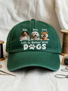 Custom-Made Personalized Hats, Featuring Multiple Names And Photos, Custom Pet Photos, Dog Photos, A Retro Washed Style, Five Color Options. Perfect For Dads, Father's Day Gifts, Birthday Gifts, And Stylish Items. Gifts For Pet Lovers - Multicolor - View 6