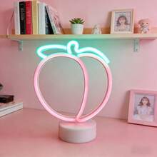 1 buc Lampă decorativă de birou cu lumină neon piersică cu bază LED, lumină romantică alimentată cu baterie/USB, cadou de ziua de naștere, decor pentru casă, temă de nuntă, dormitor, sufragerie - Neon de bază piersic - Vizualizare 10