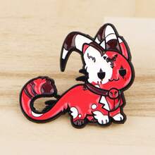 动漫怪猫珐琅徽章 趣味卡通胸针 翻领别针 徽章 背包服装配饰 珠宝 朋友礼物 - 黑色 - 查看 4