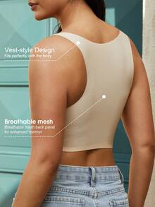 1pc Chest Binder For Women, Microshaping Seamless Bra Camisole, Trans,Adjustable To Minimize Chest Appearance, Shapewear Blouse Sheath Slimming Shaper MOVWIN - Apricot - View 5