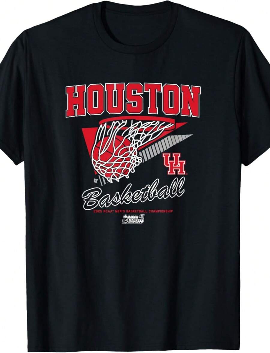 Houston Cougars Basketball_ 2025 March Madness Net - NCAA T-Shirt - màu đen - Xem 1