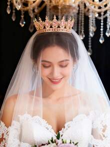Vương miện tròn kiểu Baroque, vương miện đính đá sang trọng dành cho vua và hoàng hậu, thích hợp cho dạ hội, tiệc tùng, sinh nhật, quà tặng ngày Valentine, phụ kiện tóc cưới. - vương miện - Xem 2