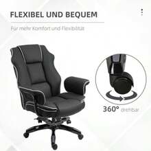 Height-Adjustable Office Chair With Tilt Function, Ergonomic, 360° Swivel, With Armrests, Black Faux Leather Upholstery, 76 X 80 X 118-124 Cm - Dark Grey - View 6