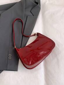 Solid Color Embossed Geometric Pattern Shoulder Zipper Bag, Fashionable Retro Zipper Bag Suitable For Girls, College Students, Young Professionals, And Office Ladies. It Is An Ideal Choice For Women's Office Work And Business Commuting. This Retro-Style Ladies' Handbag Can Also Be Given As A Valentine's Day Or Back-To-School Gift. - Burgundy - View 20