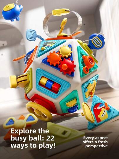 1pc Baby Busy Ball, 22-Sided Puzzle Cube Rattle Toy, Developmental Sensory Toy For Infants, Toddlers, Daily Entertainment, Parent-Child Interaction, Holiday Gift