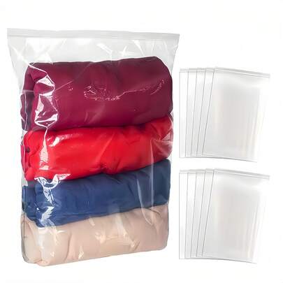 sealsuer 23pcs Extra Large Plastic Garment Bags, 23-70cm, For Clean & Transport Of T-Shirts, Shirts, Documents, Towels, Socks, Toys, Shoes, Practical Travel Bags, Double Layer Thickness 0.115mm/4.528mil, 23pcs/Pack, Resealable & Washable Storage Bags - Convenient Multipurpose Organizer Bags For Clothes, T-Shirts, Pants