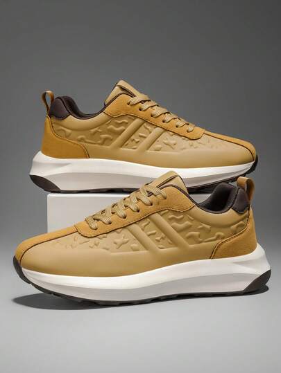 Men's Retro Versatile Comfortable Gray Lace-Up Outdoor Sports Casual Shoes, Simple Contrast Design, Suitable For All Seasons, Unisex Plus Size Couple Shoes