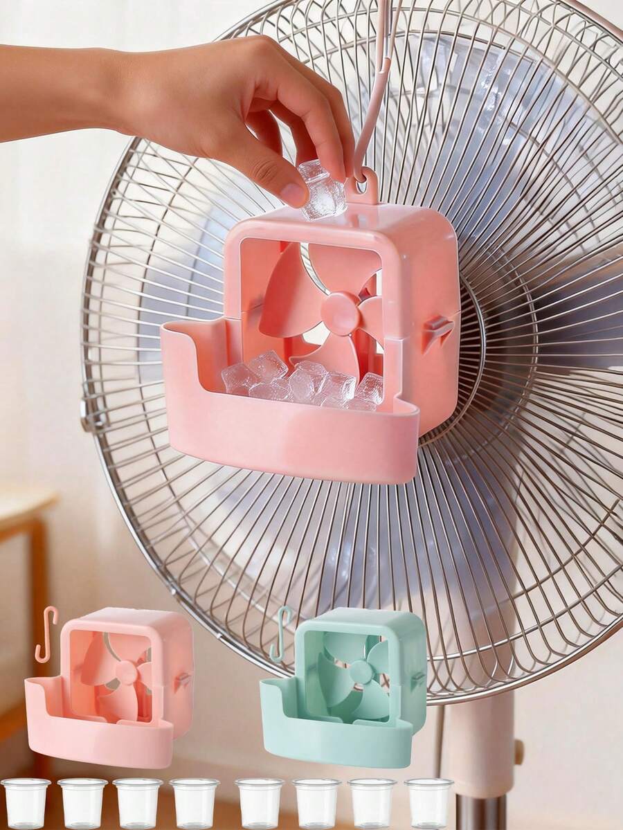 一套粉色/蓝色便携式风扇冷却盒（含4个冰袋），专为制冷而设计，适用于落地扇和桌面扇。这款套装通过在风扇中添加冰块来增强夏季降温效果，无需用电即可快速冷却和补充冰块，是居家/办公必备品。适用场合：妇女节、旅行必备、婚礼回礼、Y2K、卧室、汽车配件、厨房装饰、可爱小物、母亲节礼物、卧室装饰、花园、厨房装饰、夏季、海滩、旅行必备、房间装饰、软萌玩具、毕业季。
