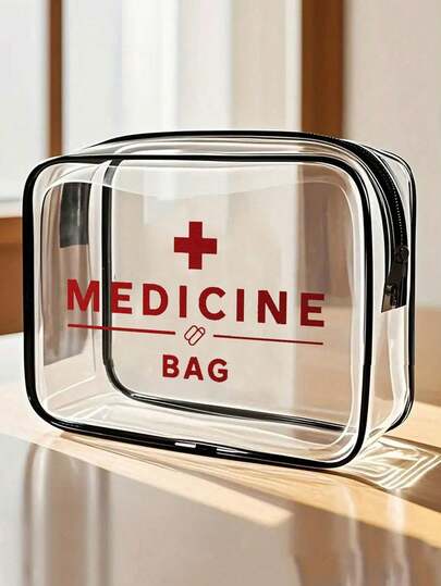 1pc New Pharmaceutical Storage Bag - Transparent Cosmetic Tools Bag, Medical Kit, Travel Necessities, Portable Travel Cosmetic Tools Bag With Zipper, Transparent Pvc Cosmetic Tools Bag For Beach, Waterproof Storage Bag, Transparent Storage Bag, Standard Aviation Pvc Cosmetic Bag, Can Store Medicines, Medical Kits And So On.Valentine's Day Gifts, Ramadan Gifts, Thanksgiving Gifts