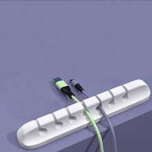 1pc Self-Adhesive Silicone Cable Organizer, 3/5/7 Holes Options, Office Desk Tidy, Earphone/Phone Cord/Wire Multi-Function Winder, Wall-Mounted Cable Holder, Desktop Storage Rack, Back To School Essential