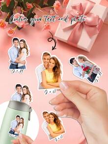 4/12/24pcs Personalized Photo Gift Stickers, Customize Photo And Text,Custom Coffee Cup Stickers With Picture And Text, Design Your Own Stickers , Custom Logo Mug Stickers , Personalized Gift For Mom Or Dad - Multicolor - View 6