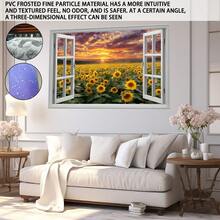 1 tấm giấy dán tường 3D hình hoa hướng dương nhìn ra cửa sổ, hình ảnh bình minh kỹ thuật số tuyệt đẹp, thích hợp cho phòng khách, phòng ngủ, phòng học, ký túc xá, trang trí trần nhà, có thể tháo rời, chống thấm nước, trang trí theo mùa, dễ dàng tự làm. - 0466+FZQT - Xem 4