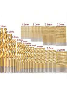 99PCS 1.5-10mm Twist Drill High Speed Steel Titanium-Plated Twist Drill Bit Steel Plate Drill Tapper Drill Bit Woodworking Tools - 1 - View 6