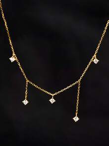1 pièce Collier à gland ciel étoilé en zircone cubique en argent sterling S925, chaîne claviculaire minimaliste et élégante, cadeau de luxe pour femmes - étoiles - Voir 14