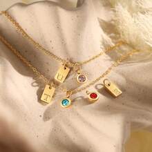 1pc Initial Necklaces For Women Dainty Gold Birthstone Necklace For Women,Letter Necklace Non Tarnish Tiny Emerald Pendant ,Gold Jewelry Birthday Gifts. - Gold - View 7