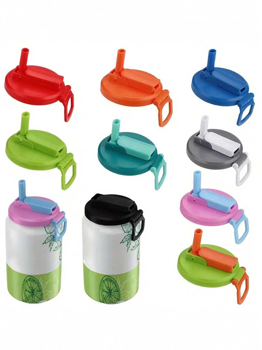 1pc/4pcs Reusable Soda Can Lids With Straws, Suitable For Soda, Beverages, Juices, Soda Cans, Party Supplies, Travel, Vacation, Daily Use, Cup Accessories - Multicolor - View 1