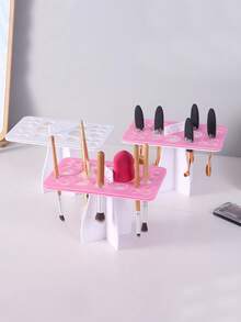 Suporte dobrável para secagem de pincéis de maquiagem, projetado para maquiadores, suporte para limpeza e secagem de pincéis de maquiagem e pintura, suporte para armazenamento e secagem de ferramentas de beleza, uso comercial e doméstico. - Multicolorido - Ver 3