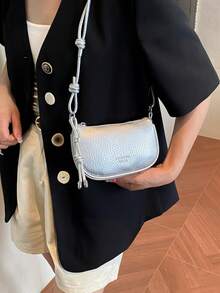 Litchi Grain Mini Handbag, Women's New Fashion Compact Daily Crossbody Bag - Silver - View 2