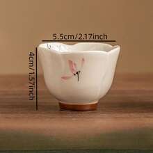 手绘粉色兰花口杯陶瓷功夫茶杯，茶杯，茶具，水杯 - 彩色 - 查看 5