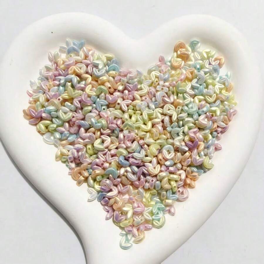 Acrylic Golden Glow In The Dark Wheat Ears With Spaced Beads, Hand String With Beads, Bracelet Beads, DIY Jewelry Accessories - Multicolor - View 1