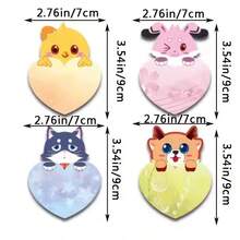 1/4 opakowania samoprzylepnych karteczek w kształcie zwierzątek z kreskówek, 8 stylów, 25 arkuszy w zeszycie, miniaturowy samoprzylepny notesik ze zwierzętami, uroczy notesik, kolorowy samoprzylepny notesik, kreatywny prezent dla miłośników zwierząt, do biura i gabinetu - Wielokolorowe - Zobacz 2