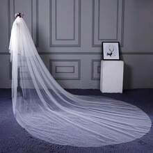 IN MAGAZZINO! Velo da sposa elegante - Tulle semplice da 3m di lunghezza, velo bianco semplice con strascico. Regalo perfetto per San Valentino per la sposa, ideale per la cerimonia di matrimonio. Disponibile all'ingrosso, tempo limitato, ottimo rapporto qualità-prezzo! Velo da sposa elegante e senza tempo, un must-have! - Beige - Visualizzare 5