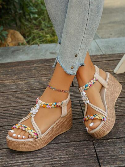 1 Pair Thick Sole Sandals Suitable For Summer, Fashionable Retro Platform Non-Slip Slip-On Comfortable Casual Sandals, Suitable For Daily, Vacation, Beach Wear