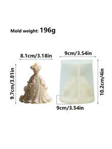 3D婚纱蜡烛硅胶模具，婚纱造型蜡烛，石膏、肥皂、树脂、水泥手工蜡烛制作材料，桌面装饰及家居礼品 - 白色 - 查看 8