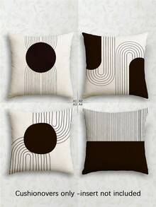 4件套现代简约线条风格抱枕套，波西米亚风线条抱枕套，拉链设计，可机洗，家居装饰，沙发装饰靠垫套，适用于卧室、客厅、沙发、汽车、椅子腰枕、户外露台露营垫套，不含枕芯 - 深巧克力棕色 - 查看 14