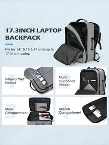 NEWHEY 男士旅行背包 大号 40L 登机箱背包 飞机手提行李背包 电脑包 17.3 英寸休闲背包 - 彩色 - 查看 3