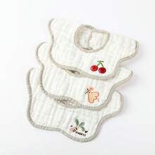 1pc Custom Text Embroidered Baby Muslin Drool Bibs, Waterproof Newborn Feeding Scarf, Suitable For Boys And Girls, All Seasons - Multicolor - View 2