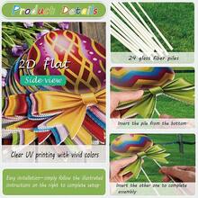 10pcs Easter Egg Yard Stakes, Colorful Patterned With Bow Design, Outdoor Lawn Path Decor Set - Multicolor - View 3