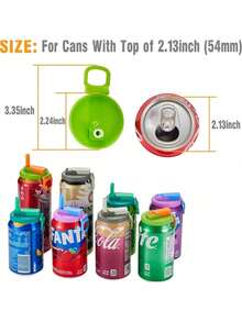 4 pièces Couvercles réutilisables pour canettes de boissons avec pailles, conviennent aux canettes de soda d'un diamètre de 5,4 cm, couvercles de boissons en canette en silicone avec paille, convient pour les boissons en canette standard, bière, jus, soda, facile à utiliser, étanche, s'adapte aux canettes standard, fournitures de fête, cadeaux pour amis, anniversaire, Saint-Valentin - Multicolore - Voir 3