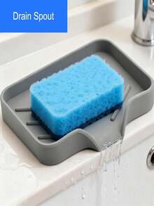 1PC Transparent Silicone Soap Dish: Elevated Drainage Design, Flexible Waterproof Material. Quick-Dry & Mildew-Resistant-Non-Slip Base. Ideal For Home & Travel: Bathroom Shower, Kitchen Sink, Camping Toiletries Organizer. - 淺灰色 - 查看 3