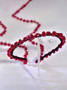 1pc Red Crystal Tassel Bridal Headband, Suitable For Party, Evening Gala, Wedding, Holiday Events