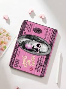 粉色美元符号图案平板电脑保护套，带三折支架，兼容 iPad 10.2 英寸、iPad Pro 2021/2020、iPad (A16) 11 英寸（第 11 代/2025 代）、Galaxy Tab A8 10.5 英寸（2022 款）、Matepad 10.4 英寸/平板电脑，防摔，带笔槽，支持睡眠/唤醒功能，浪漫情人节礼物 - 彩色 - 查看 1