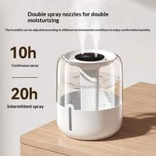 6.8L Air Humidifier For Sleep & Plant Care – Dual Mist Nozzles, 3-Degree Mist Output, Built-In Night Light, One-Touch Fill & Quick-Clean Design – Silent Operation For Bedroom, Office - 米色 - 查看 5