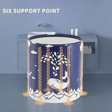 Bañera de spa plegable para adultos para relajantes baños - Bañera de agua caliente y fría duradera, diseño de ballena azul - Multicolor - Ver 4