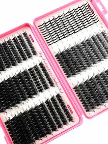 Caja de 50+60+80+100 piezas DMIX de pestañas postizas de visón de volumen extra grande, 580 piezas de pestañas esponjosas y difuminadas de 0.07 mm, rizo D, longitud mixta de 9-18 mm, extensión de pestañas naturales y suaves, adecuadas para cualquier estilo, reutilizables - D - Ver 3