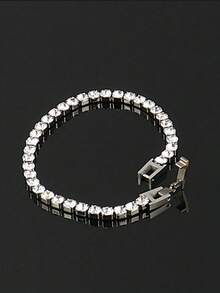 1条4毫米不锈钢网球链手链，男女皆宜的嘻哈风格，立方氧化锆水晶串珠饰品 - 手鍊 - 查看 6