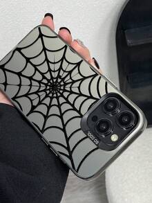 Capa de Telefone Estilo Teia de Aranha Compatível com iPhone 14/15 Pro Max, Padrão de Teia 3D Preto e Branco com Design Radiante no Centro, Carcaça Transparente Rígida com Proteção Total para Câmera, Estética Gótica e Minimalista para Moda e Tema de Halloween, Compatível com iPhone 17, 17 Pro, 17 Pro Max, 16, 16 Plus, 16 Pro Max, Versão Internacional, Não a Versão Doméstica - Multicolorido - Visão 5