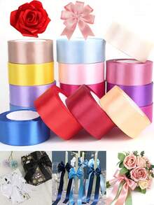 4cm/1.57inch 6 Rolls 150 Yards Satin Ribbon For Gift Wrapping, Polyester Satin Christmas Ribbon For Wedding, Christmas Tree, Valentine's Day Decoration, DIY Bow, Packaging, Floral Arrangement - Color-6 - View 4