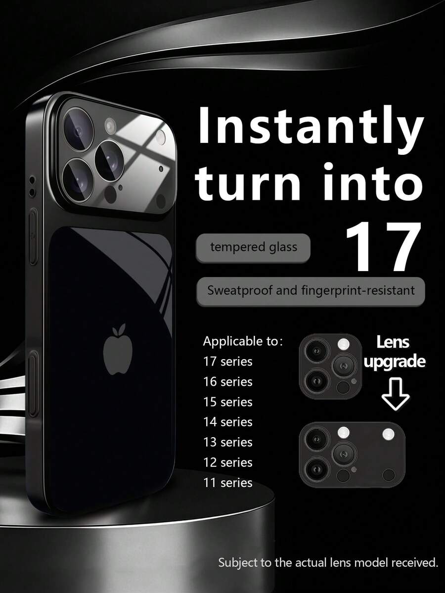 1个全新创意极简高端苹果设计奢华大视野钢化玻璃镜头保护手机壳，兼容 17/17Pro/17ProMax/17Air/16/16Pro/16ProMax/16Plus/15/15Plus/15Pro/15ProMax/14/14Plus/14Pro/14ProMax/13/13Pro/13ProMax/12/12Pro/12ProMax/11/11ProMax，磨砂防摔，全覆盖金属漆高级保护壳 - 彩色 - 查看 1