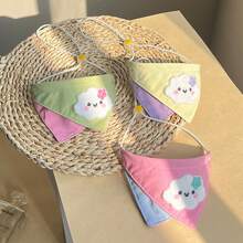 3pcs Pet Plush Fabric Decorative Fashionable Cute Triangle Bibs, Adjustable Scarf, Pet Fashion Accessories Triangle Scarf - Multicolor - View 3
