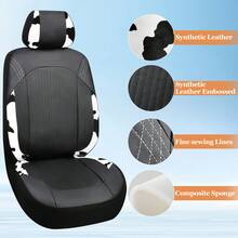 5-Seat Or 2 Seat Set PVC Leather Cow Print Car Seat Covers - Universal Waterproof Cushion Protectors For Front & Rear Seats, Durable Non-Slip Fit For Cars Trucks SUVs - 5 Seat Covers - View 6