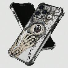 邪眼图案单件装全新简约电镀骷髅气囊防摔/加厚透明TPU保护壳，兼容苹果17 Pro Max/16 Pro Max/16 Pro/16/13 Pro Max/12 Pro Max/11/15 Pro Max/14 Pro Max/三星Galaxy/荣耀/Note 13 Pro/S23 Ultra/S24 Ultra/S25/A56等机型。 - 黑色 - 查看 8